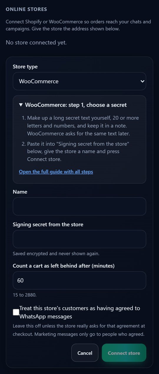 WooCommerce step 1 on a phone