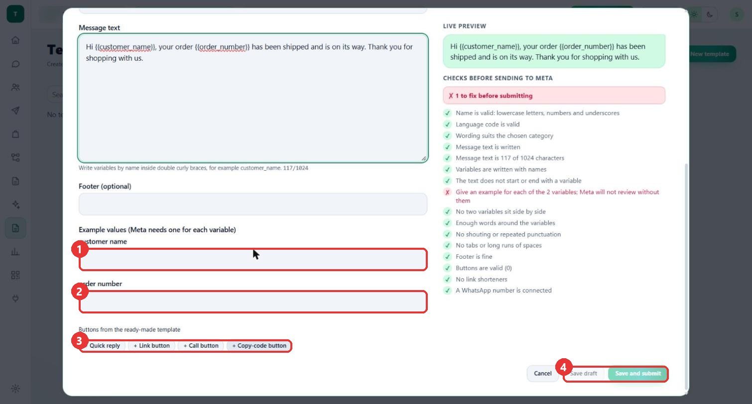 Examples, buttons and save