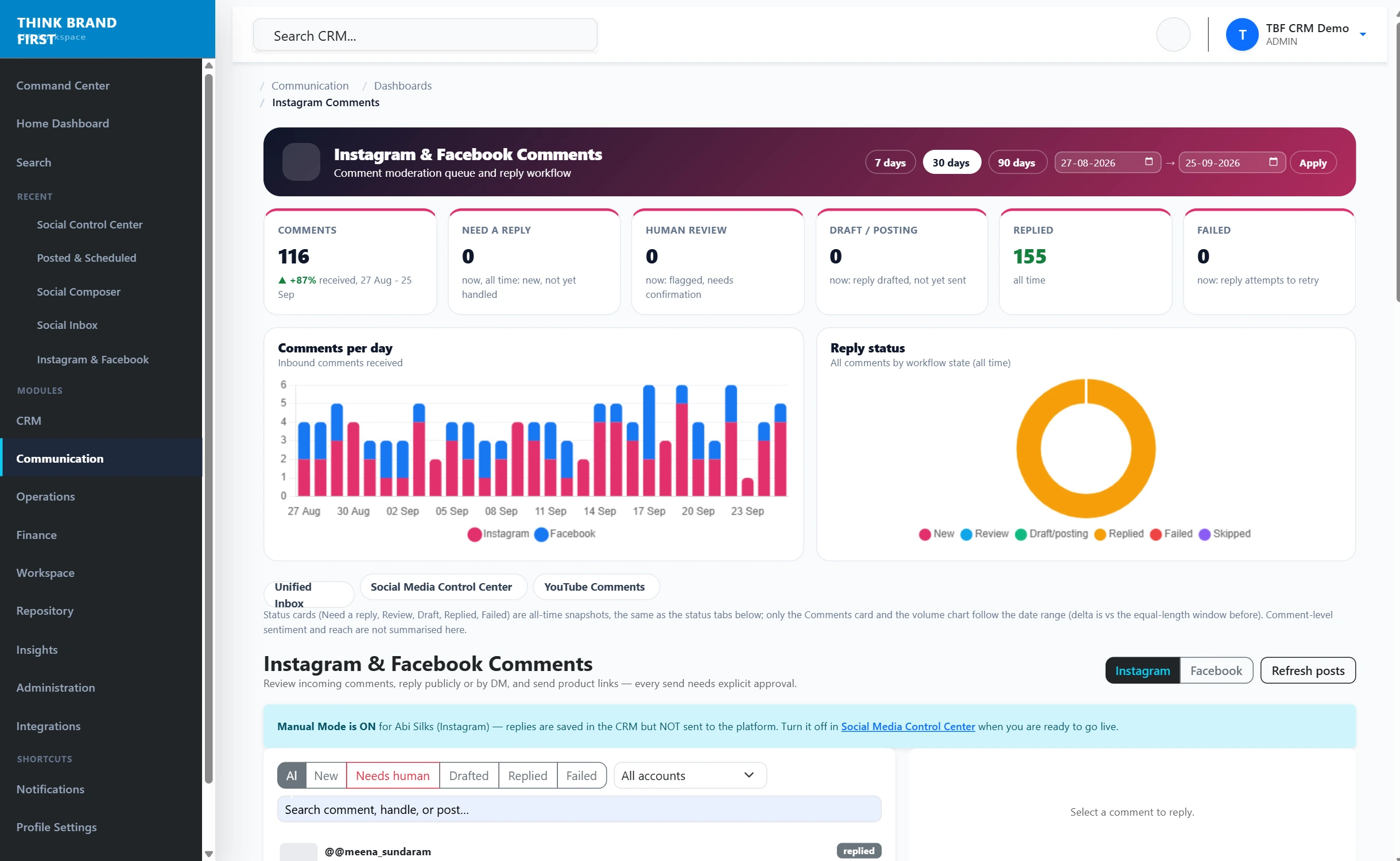 TBFCRM Comments: Reply publicly, then take it to DM