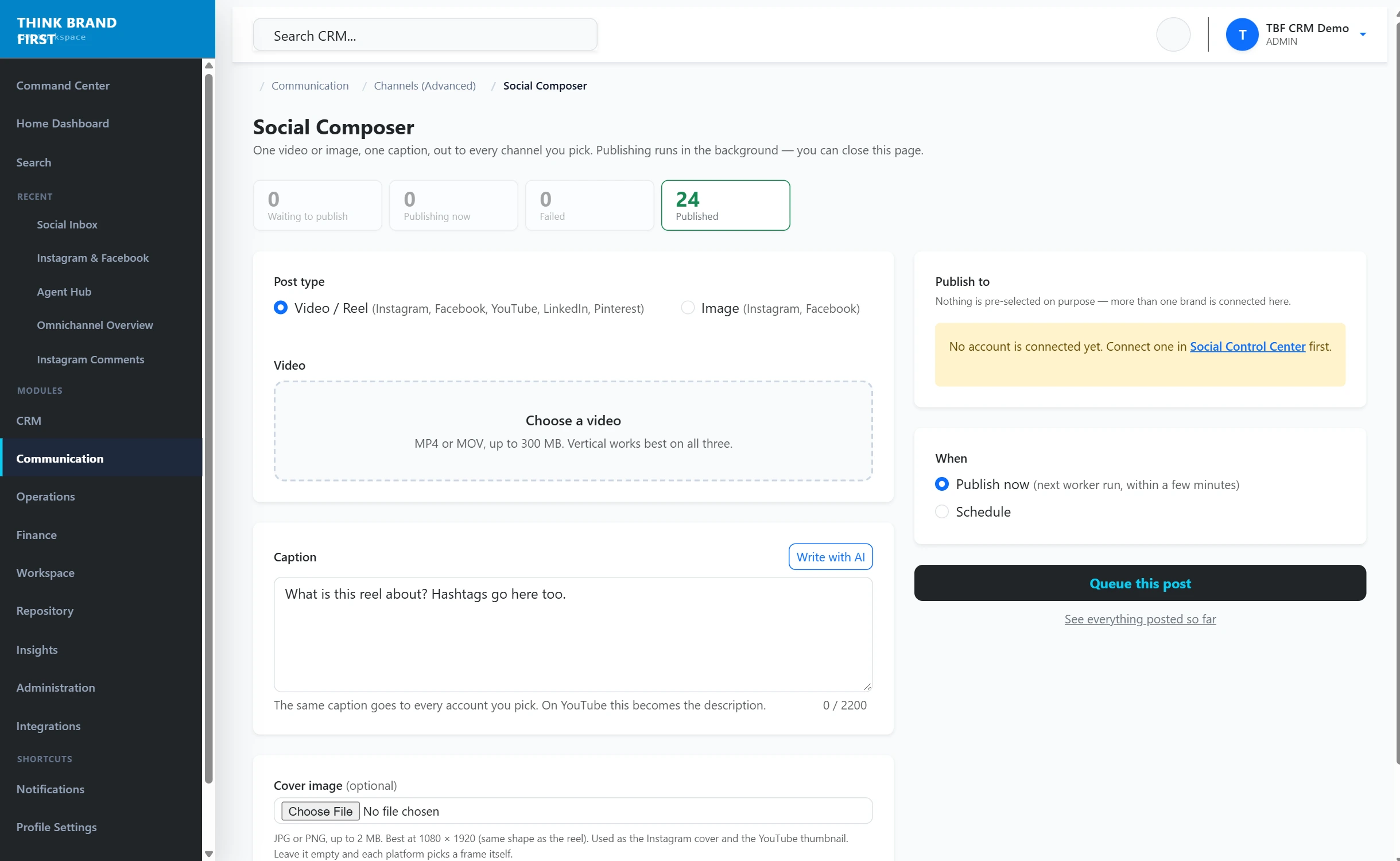 TBFCRM Composer: Write once, post to both
