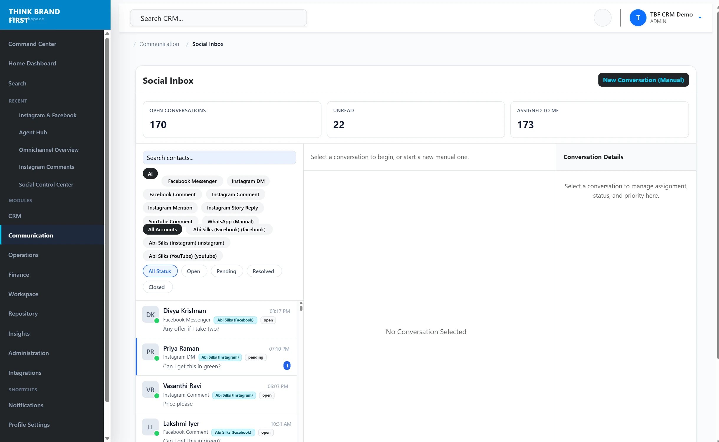 TBFCRM Social Inbox: One inbox your whole team works from