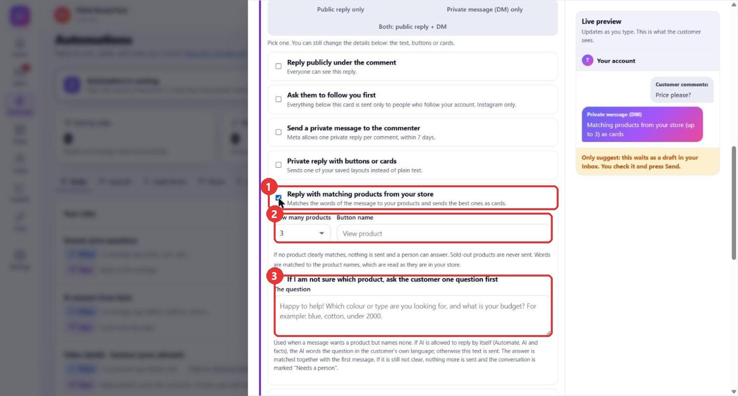 Answer product questions with cards