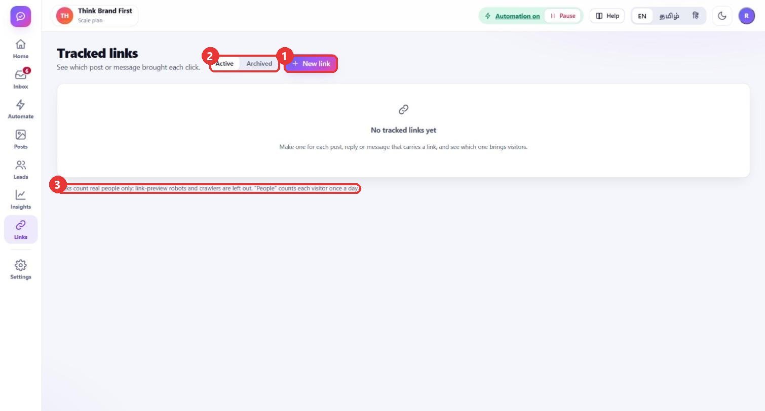 Open Links and press "New link"